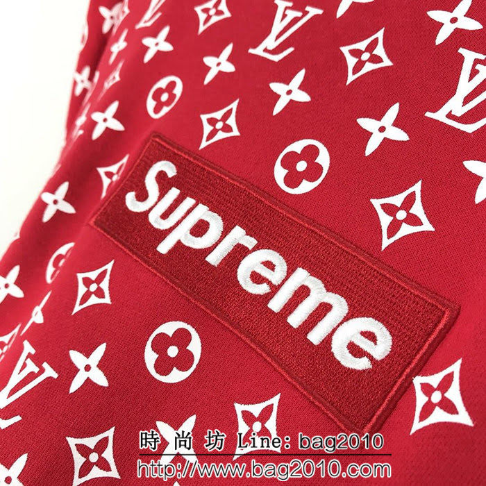LV路易威登 X SuP全球限量聯名款 滿印lv繡標 原版純棉抓絨連帽衛衣 情侶款 ydi1415